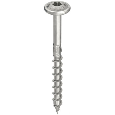 Vis HECO-Topix-Plus Inox - Ø8x160mm - Tête Ronde large - Filetage Partiel - T40 - Boite de 50 - 61868 (1/5)