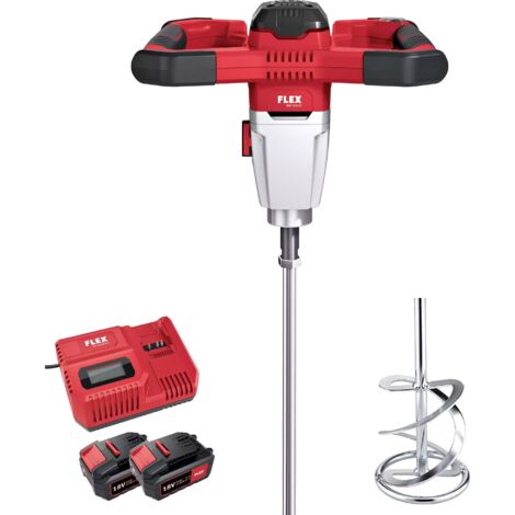 Flex – Mélangeur peinture sur batterie 18V – 2 batteries 5.0Ah – Pour mélanger jusqu'à 30 kg de colles et mortiers – Moteur Brushless (1/10)
