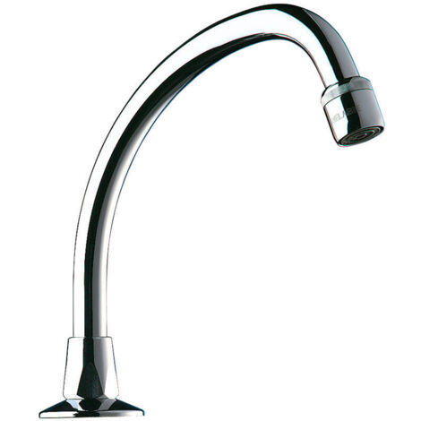 Delabie – Bec col de cygne mobile 150mm 967152 – Filetage mâle 15x21 – Brise-jet antitartre – Pose sur plage lavabo en laiton