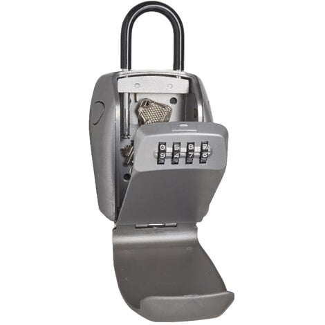 Boîte à clés sécurisée Grande boîte à clés avec code et clés d'urgence  (gris)