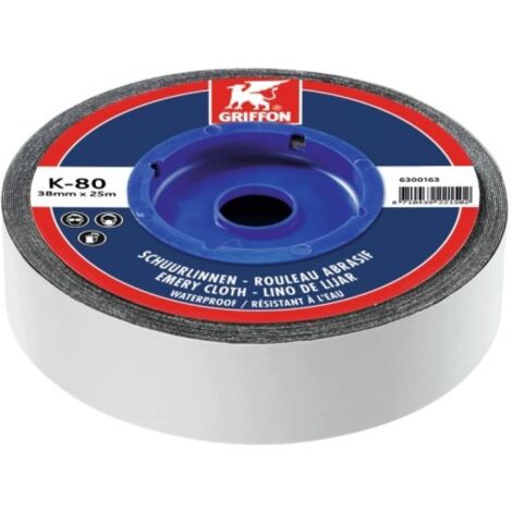 Rouleau abrasif résistant à l'eau K-80 grain 80 GRIFFON 25m x 38mm - 6300163 (1/2)