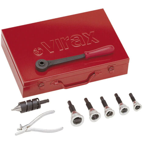 Virax – Coffret multi-outils 5 pièces Ø12 à 22 mm – Clé à cliquet avec foret et pince à pointer – Coffret métallique robuste – 252730