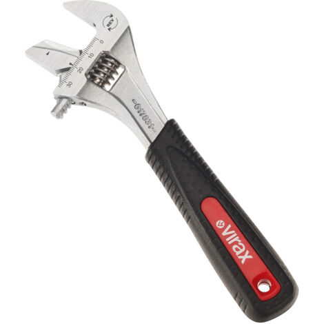 Virax – Clé à molette à mors réversible 17031 – Largeur mâchoire 34 mm – Longueur 209 mm – Matériau triple couche nickel et chrome