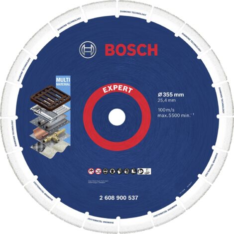 Bosch – Disque à tronçonner diamanté 2608900537 – Diamètre 355 mm – Ø de perçage 25.4 mm – Pour acier, fonte et inox – Coupe nette sans éclat