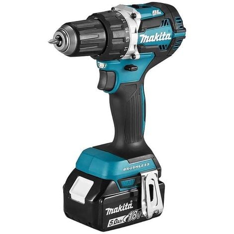 Perceuse visseuse 18V Ø 13 mm - MAKITA - Avec 2 batteries 18V Li-Ion 5.0 Ah, chargeur, MakPak- DDF484RTJ