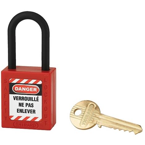 Cadenas de consignation rouge THIRARD anse nylon Ø6 Largeur 40 mm avec 1 clé varié - 005238RD (1/3)