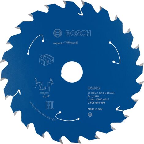 Lame de scie circulaire Expert for Wood Bosch pour scies circulaires portatives sans fil 136 x 1,5 x 20 mm 24 - 2608644498 (1/10)
