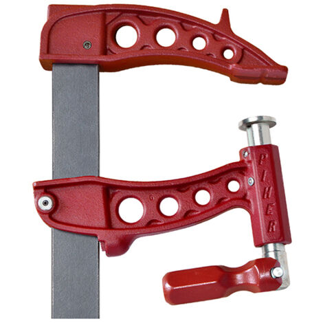 Piher – Serre-joint à pompe 1000 kg – Tige acier laminé 40x10 mm – Saillie 16 cm – Manche démontable avec graisseur intégré