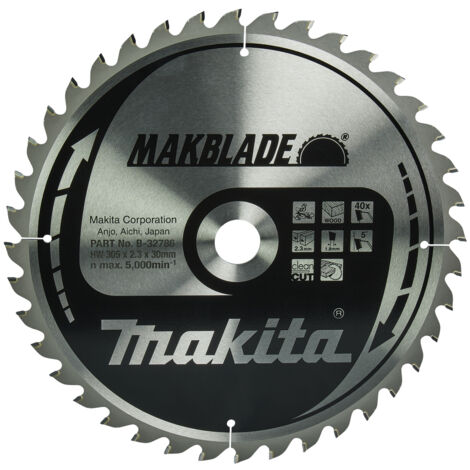 Makita – Lame de scie circulaire carbure 305mm – Alésage 30mm – 40 dents pour bois dur – B32786