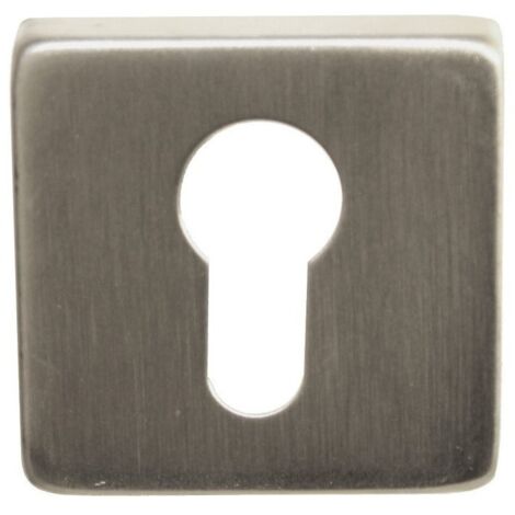 Paire de Rosaces Carrées "KLOSE besser" - Trou pour Cylindre - Inox 304 -