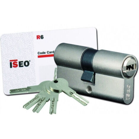 Cylindre double entrée ISEO en laiton nickelé – 45mm x 35mm – 6 goupilles inox – Protection anti-perçage et anti-arrachement