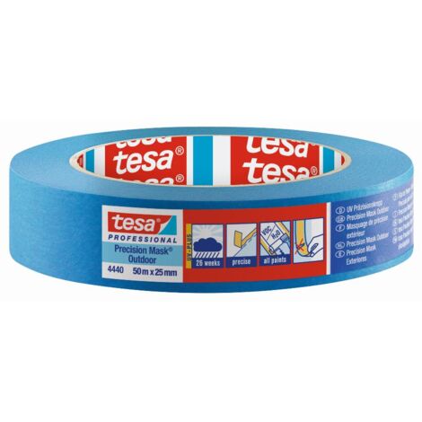 Tesa – Ruban de masquage extérieur 50m x 25mm – Adhésif acrylique sans résidu – Résistance aux UV jusqu'à 26 semaines – Pour bords peints précis