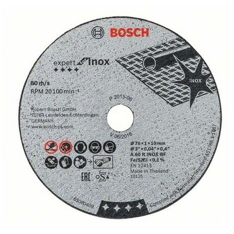Bosch – Disque à tronçonner inox et métal 76mm – Alésage 10mm, épaisseur 1mm – Coupe nette sans bavure – Compatible meuleuses angulaires – 2608601520