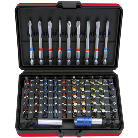 KS Tools - Jeu d'embouts de vissage à code couleur TORSIONpower® 1/4'', 71 pcs - 918.3070