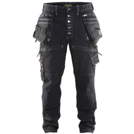 Blaklader – Pantalon artisan X1900 stretch T.56 noir – CORDURA® denim stretch – Poches genouillères renforcées – Liberté de mouvement optimale