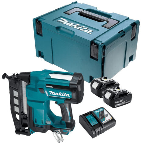 Makita – Cloueur sans fil 18V Li-Ion 16 Ga 25 - 64 mm avec 2 batteries 5Ah – Moteur performant pour clouage rapide – DBN600RTJ