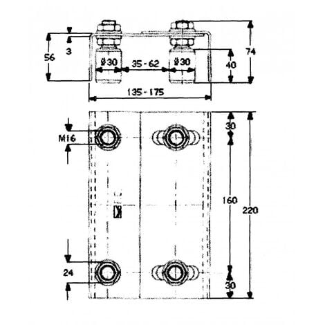 Plaque de guidage réglable pour portail AVL - lg 220 mm x hauteur 55 mm - 7087/30
