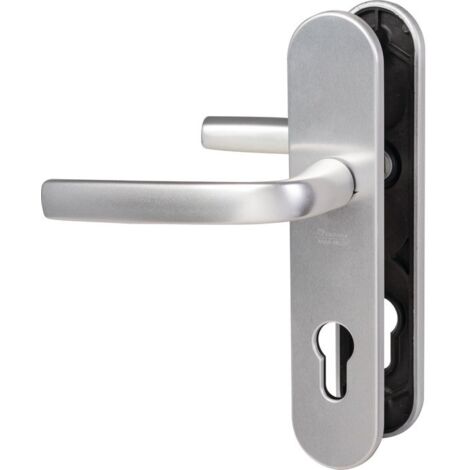 Vachette – Poignée de porte Logio avec béquille double – Aluminium anodisé argenté – Entraxe 70mm – Épaisseur 40mm – 3159152006655