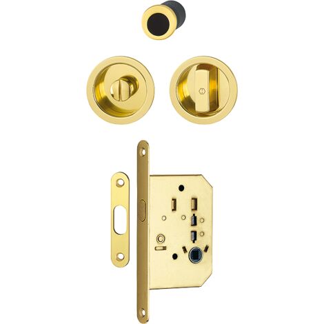 Hoppe – Serrure à mortaiser pour porte coulissante intérieure – Condamnation – Épaisseur 38-48 mm – Axe 50 mm – Finition dorée brillante