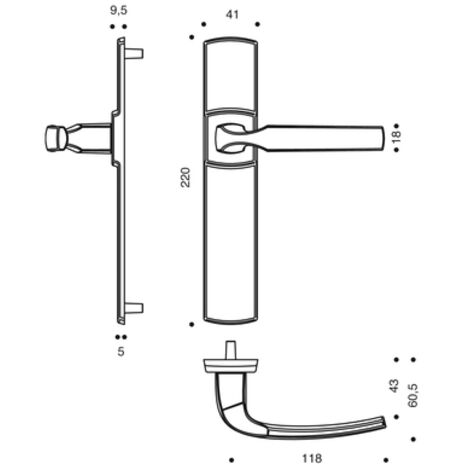 Vachette – Ensemble de poignées de porte ARTIS EA195 – Zamak finition chrome velours – Entraxe 195mm – Plaque 220x41mm pour épaisseur 40mm