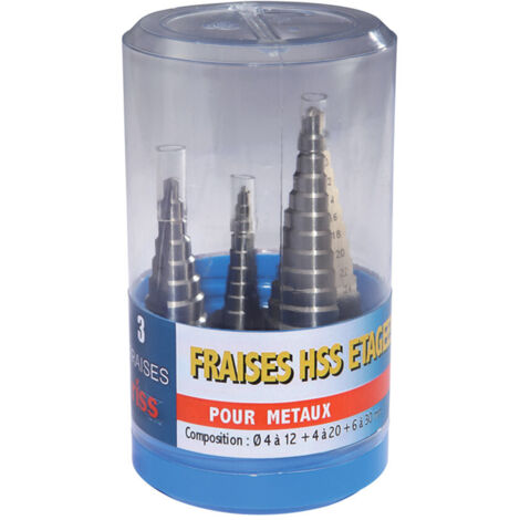 Coffret de 3 fraises HSS étagées RISS acier M2 3222V - C003Q3090
