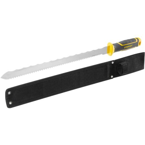 Stanley – Couteau d'isolation 350 mm pour laine de verre et panneaux en fibre de bois – Lame inox dentée – Étui de transport – FMHT103271