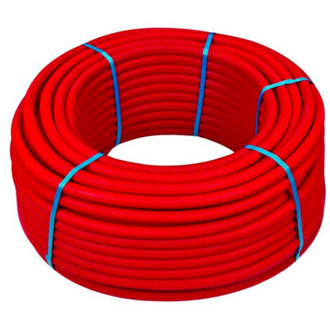 Henco – Tube multicouche gaine rouge Ø20mm x 2mm 50m – Température max 95°C – Pour eau potable et chauffage – 50R20MR