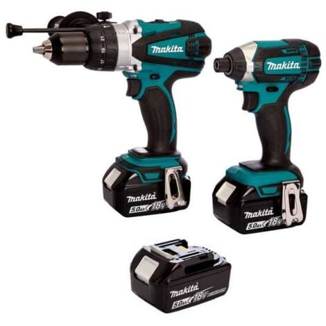 Makita – Pack de perceuse visseuse 18V avec 3 batteries 5Ah – Moteur Brushless – Visseuse à chocs 165Nm – Coffret MAK-PAC – DLX2144TJ1