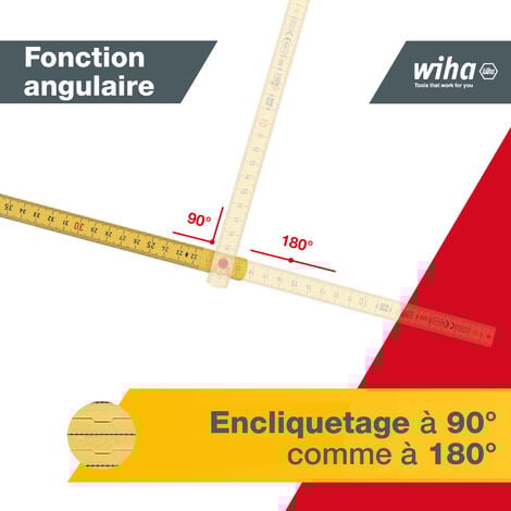 Wiha Mètre pliant Longlife® Plus 2 m métrique, 10 branches 15 mm (27055)
