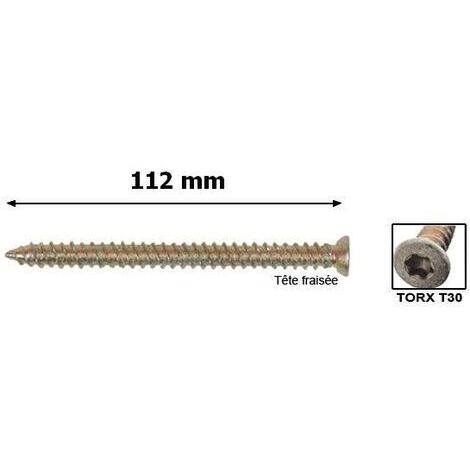 Ing Fixations – Vis à béton 7.5x112 mm – Boîte de 50 unités – Tête fraisée Torx T30 – Acier zingué pour béton armé – A441200