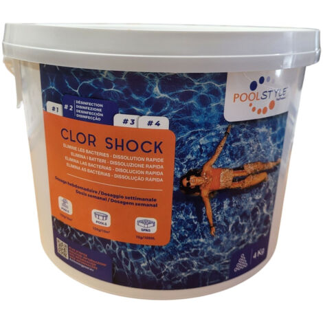 Seau de 4kg de Chlore long granulés 250 g C/4 P/72 POOLSTYLE - PSL-500-0005 (1/2)
