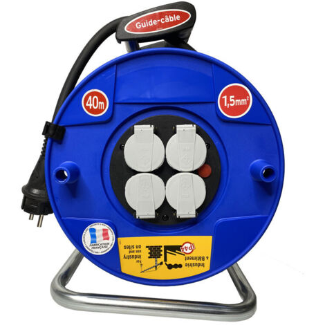 Brennenstuhl – Enrouleur électrique 40M H07RN-F 3G1,5 – 4 prises 16A/230V – Protection IP44 – Disjoncteur thermique intégré – Tambour incassable