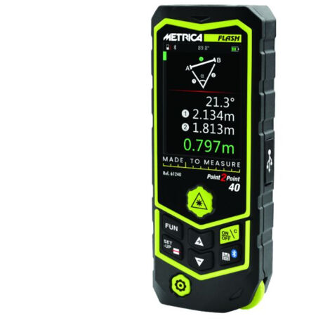 Metrica – Télémètre laser 60m – Point2Point avec inclinomètre – Mesure continue et calcul surfaces – 61260 (1/5)