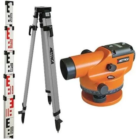 Kit niveau optique 32X METRICA portée 1000m + trépied + mire 4m - 89222