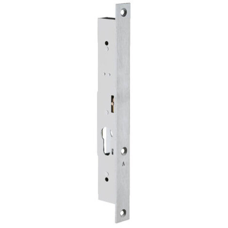Metalux – Serrure verticale 2 points à encastrer – Têtière plate inox 255x22mm – Compatible cylindre européen – Pour menuiseries métalliques (1/2)