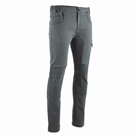 Facom – Jean denim stretch gris taille 44 – Tissu extensible 75% coton – Genoux renforcés pour durabilité – Ceinture élastiquée - FXWW1002E-44