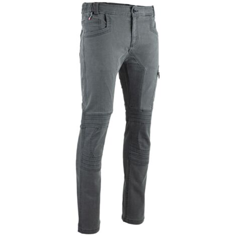 Facom – Jean denim stretch gris taille 54 – Tissu 75% coton, 23% polyester, 2% élasthanne – Renforts genoux matelassés – Braguette zippée - FXWW1002E-54