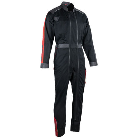 Combinaison de travail double zip FACOM Ship Noir/Gris/Rouge Taille S - FXWW4000E-S