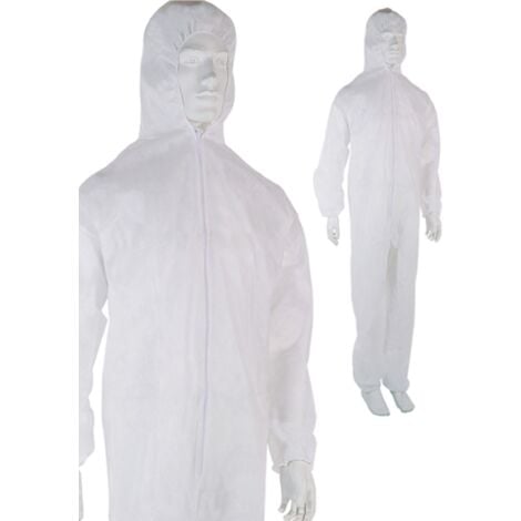 Combinaison polypropylène à capuche fermeture glissière SINGER - Blanc Taille L - PLYCBC03