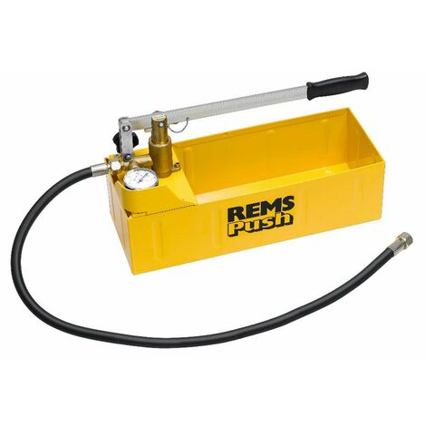 Rems – Pompe d'épreuve manuelle 115000 – 12 litres – Pression 60 bars – Piston laiton – Tuyau haute pression 1,5 m – Manomètre de précision
