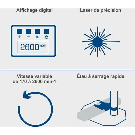 Scheppach - Perceuse d'Etabli DP60 - Ecran digital - Lumière LED & Laser Mandrin 1,5-13mm - Puissance 710W - Perceuse à 2 vitesses avec vitesse variable : 170-880/490-2600 min-1