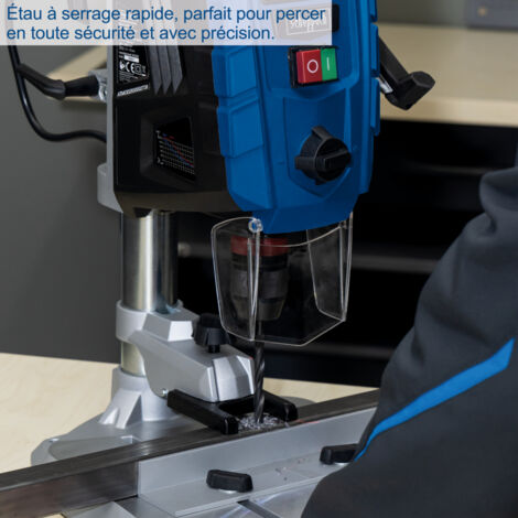 Scheppach - Perceuse d'Etabli DP60 - Ecran digital - Lumière LED & Laser Mandrin 1,5-13mm - Puissance 710W - Perceuse à 2 vitesses avec vitesse variable : 170-880/490-2600 min-1