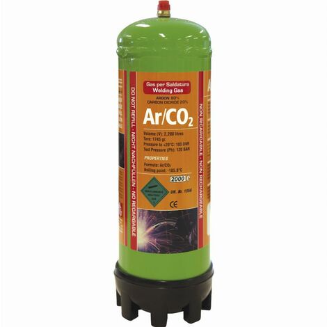 Pack de 3 bouteille argon + CO2 - 60 bars jetable - contenance 60L
