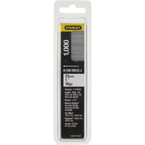 Grohe – Boîte de 1000 clous 18GA à tête bombée – Longueur 25 mm – Pour agrafeuse TR250 – Clous pour bois dur