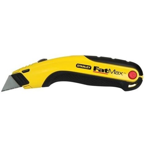 Stanley – Cutter rétractable 170 mm – Lame en zinc moulé sous pression – 5 lames FatMax incluses – Embout magnétique pour sécurité - D897371