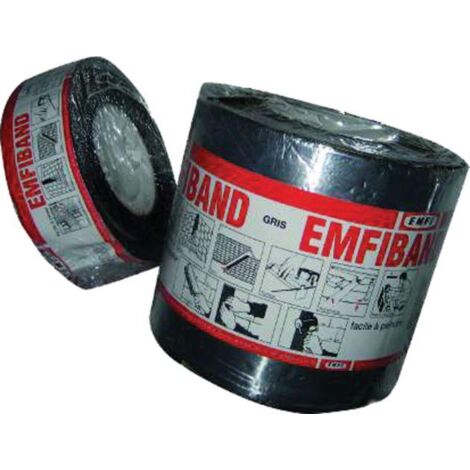 Emfi – Rouleau d'étanchéité adhésif à froid 22.5 cm x 10 m – Bitume modifié avec revêtement aluminium – Pour béton, mortier, pierre – GA225AE001