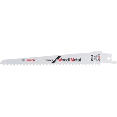 Lot de 5 lames de scie sabre S 611 DF Heavy for Wood and Metal 150 x 4,3 mm - BOSCH - 2608656258