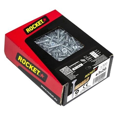 Vis Rocket tête fraisée Pozi VYNEX Acier zingué 3x20 - Boite de 500 - 351400025102