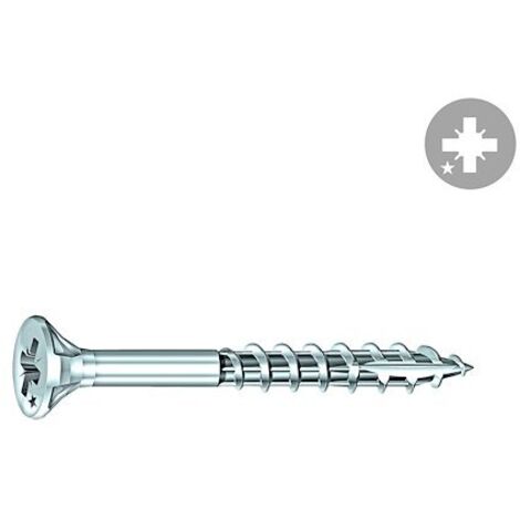 Vis Rocket tête fraisée Pozi VYNEX Acier zingué 5x60/35 - Boite de 200 - 351400025149