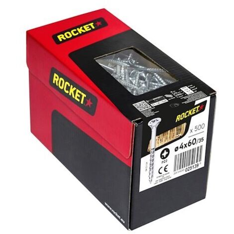 Vis Rocket tête fraisée Pozi VYNEX Acier zingué 4x60/35 - Boite de 500 - 351400025139